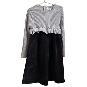 Hadas Kidichic Girls Fit And Flare Dress Sz 7 Gray Knit Top Knee Length Winter